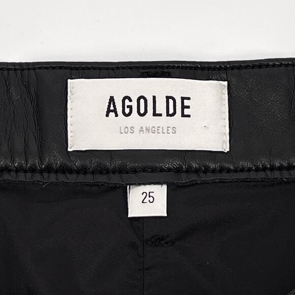 AGOLDE Criss Cross Leather Mini Skirt Women’s Size 25 Detox Black - Picture 3 of 5